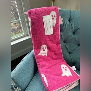 Cupcakes and Cashmere Hot Pink Ghost Blanket Oversized Throw Halloween